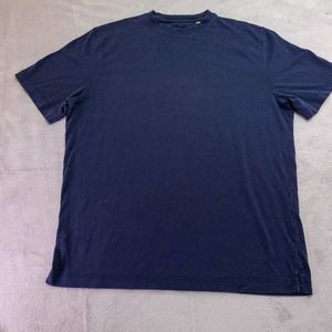 Patrick James Mens Shirt Navy Short Sleeve Pima Cotton Crew Neck Made In Peru